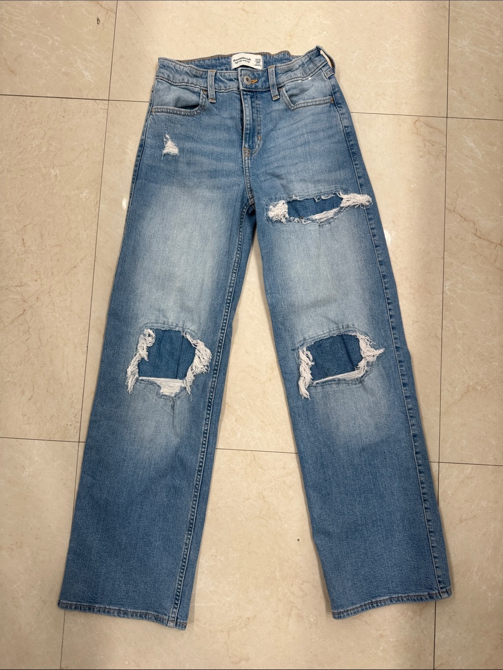 Abercrombie kids High Rise Wide-Leg Jeans in Light Blue (Girls)